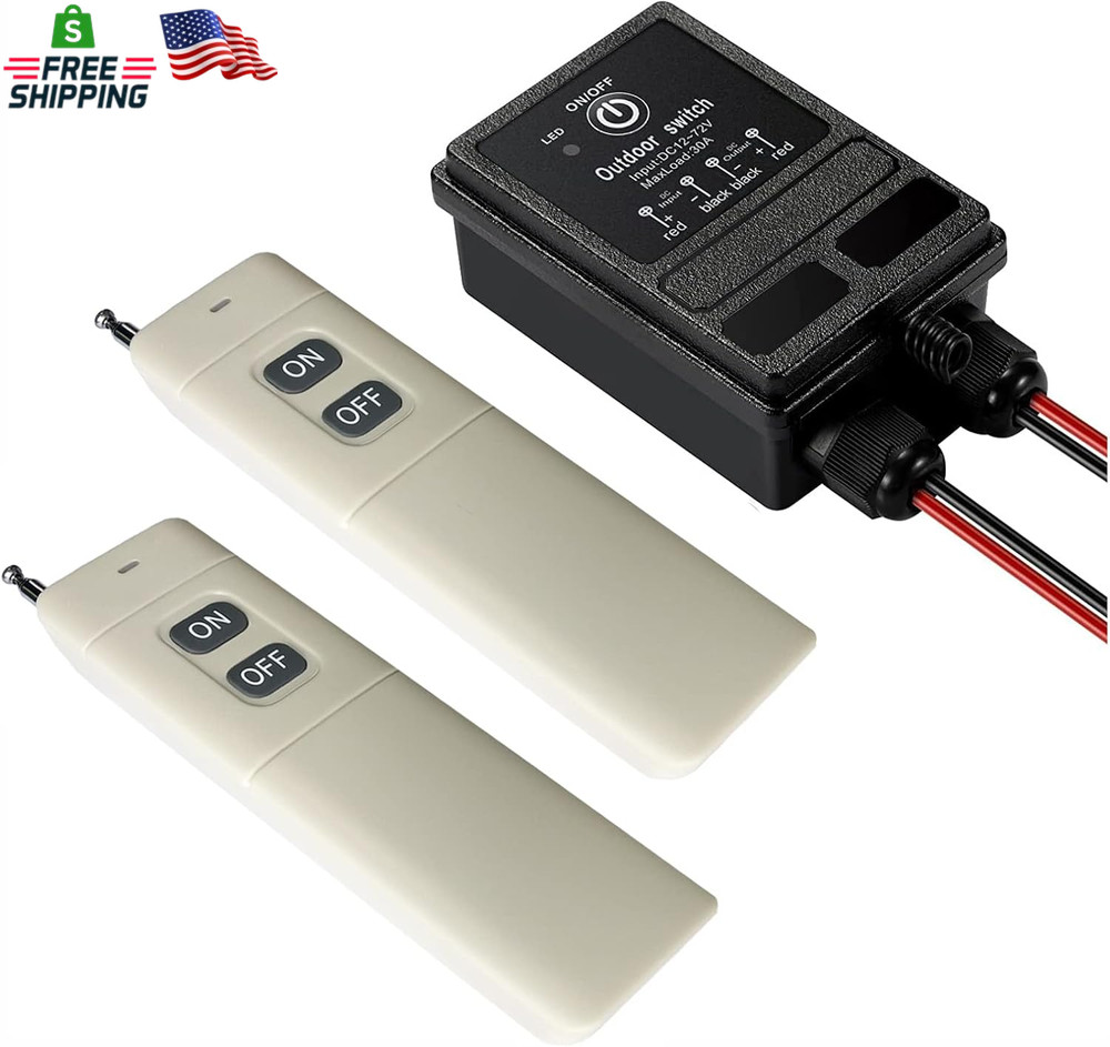 DC12V Remote Control Switch,9400Ft Long Range,Dc12V/24V/48V/72V,Ip65 Waterproof