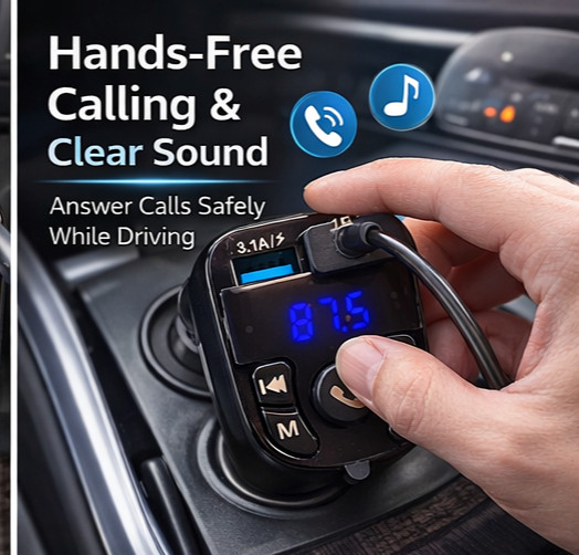 Bluetooth 5.0 Car FM Transmitter Wireless Adapter | PD Fast Charge 2 USB | Hands