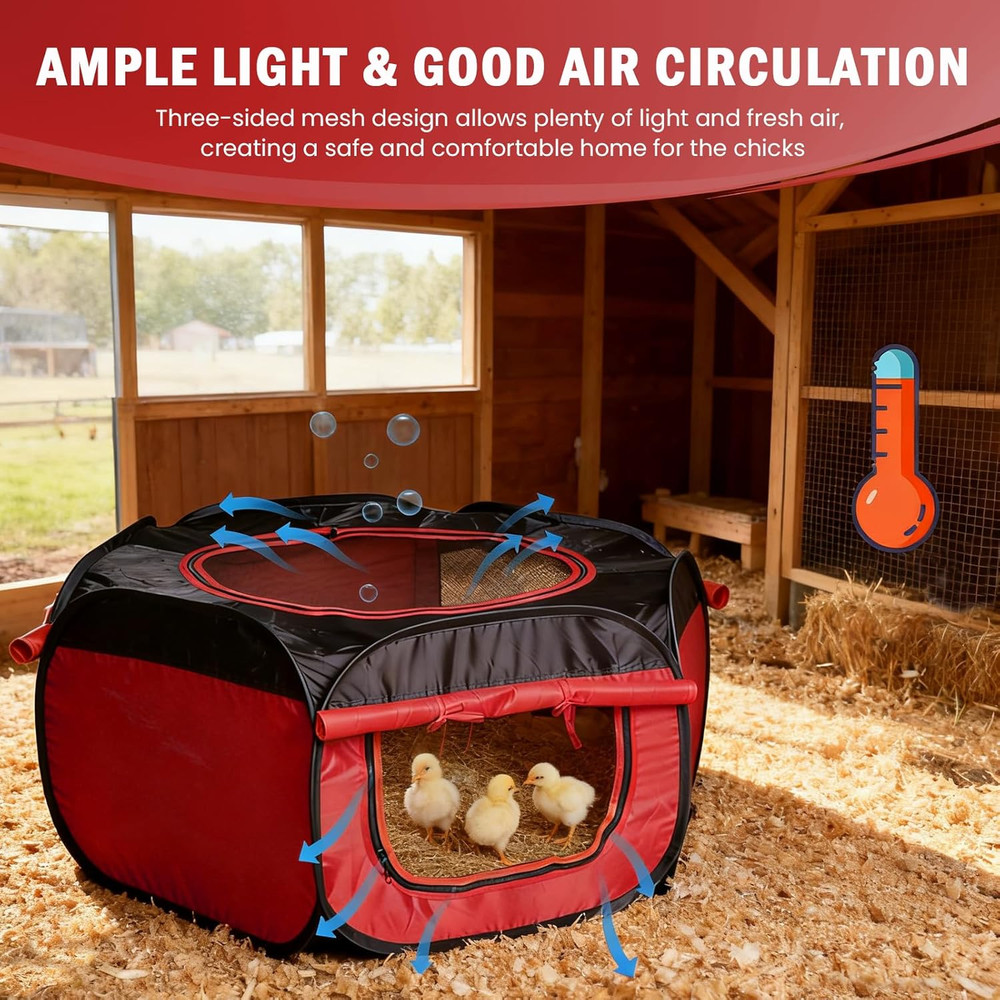 Chicken Brooder Box for Chick Starter Kit Upgrade Three-Sided Mesh Window Broode