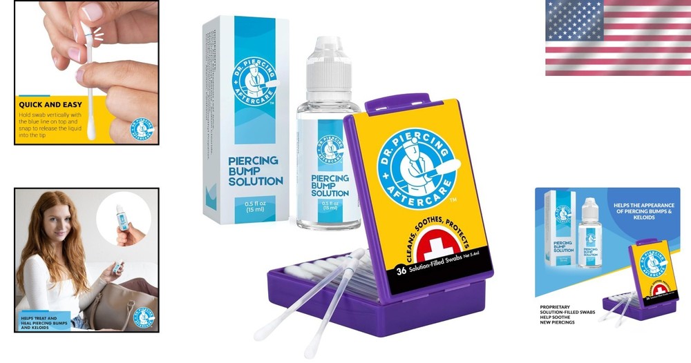 Ultimate Piercing Care Kit: Saline Solution & Keloid Drops with Precision Swabs