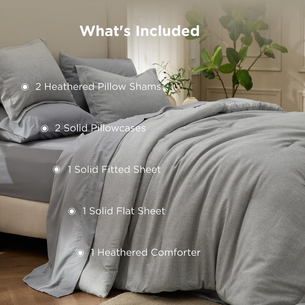 Bedsure King Size Comforter Set Dark King(with Sheet Set), 02 - Grey