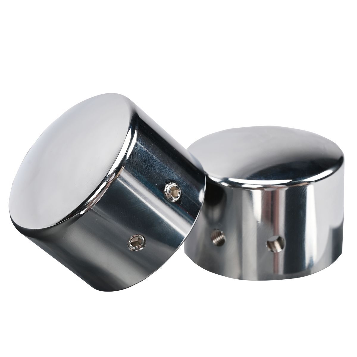 Pair Chrome Front Axle Nut Cover Cap For Harley Fat Boy Heritage FLSTC Softail