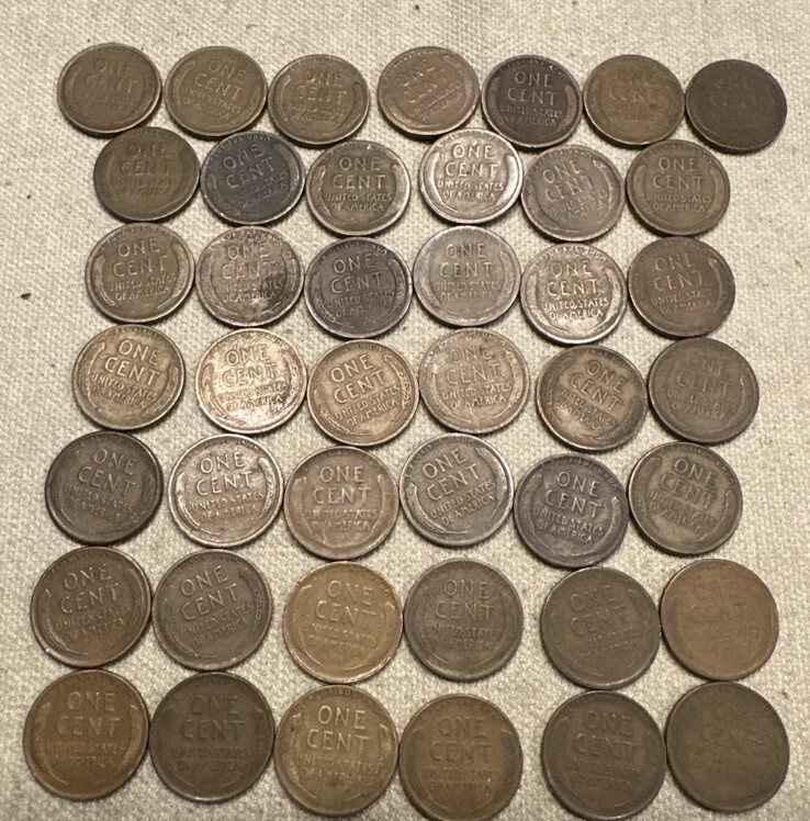 1909 - 1933 P D S 45 Lincoln Penny Cents Circulated Set Some Tough D & S Dates