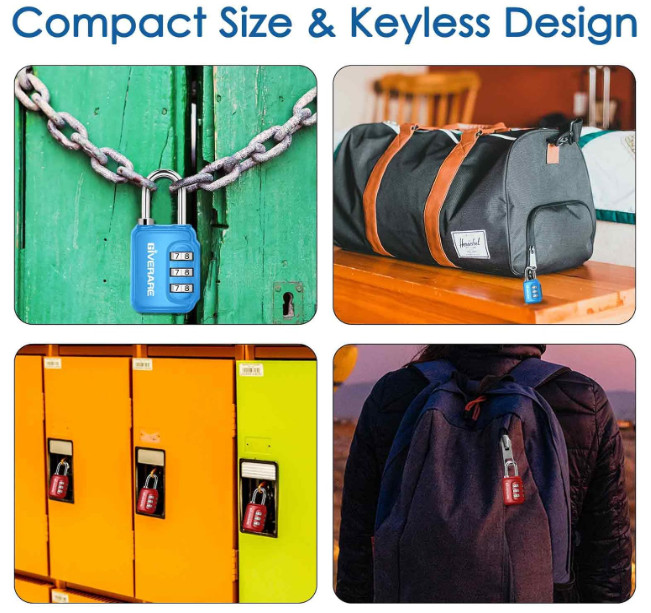 2 Pack Combination Lock, 3-Digit Padlock Keyless, Resettable Luggage Locks for B