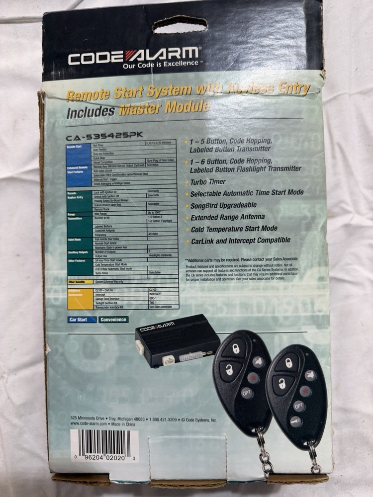Code Alarm Elite CA-535425 Two-Way Remote Start Security System NEW￼