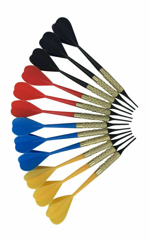 12 Plastic Soft Tip Darts Assorted Colors Pub Bar Darts