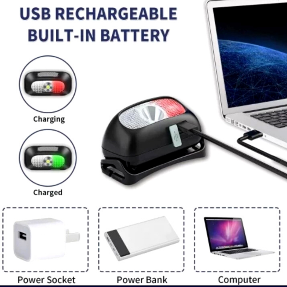 Lampara de Cabeza LED Impermeable USB Recargable Linterna para Correr - Multiuso