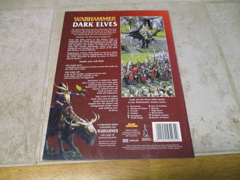 Warhammer Classic Dark Elves Elf Army Book Codex 2001 OOP RPG Supplement