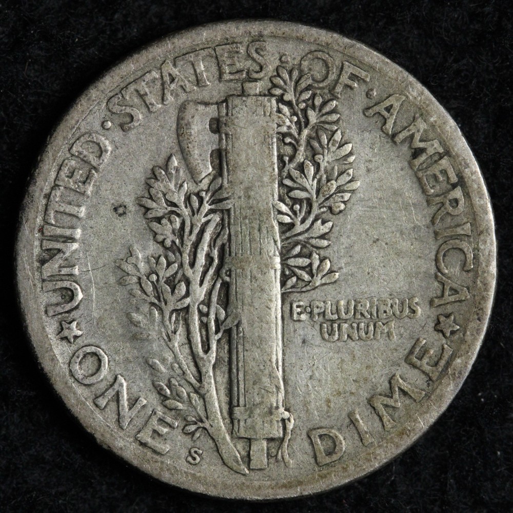 1924-S Mercury Silver Dime FINE E255 WXE