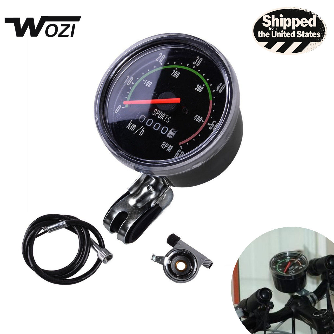 Vintage Style Bicycle Bike Speedometer Analog Mechanical Odometer With Hardware