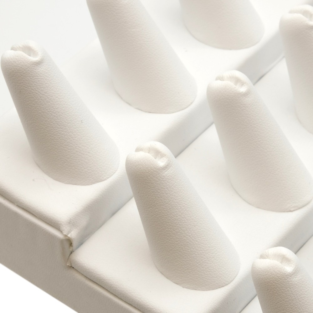36 White Faux Leather Ring Displays