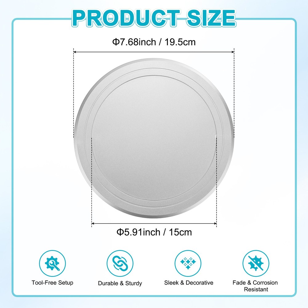 1-Pack Access Panel for Drywall, 6x6 Inch Round Plastic Removable [Silver Tone]