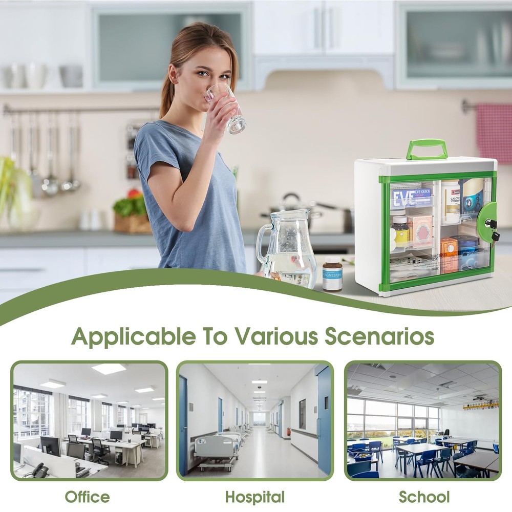 Locking Medicine Cabinet Wall Mounted and Portable Storage Container Big Capacit