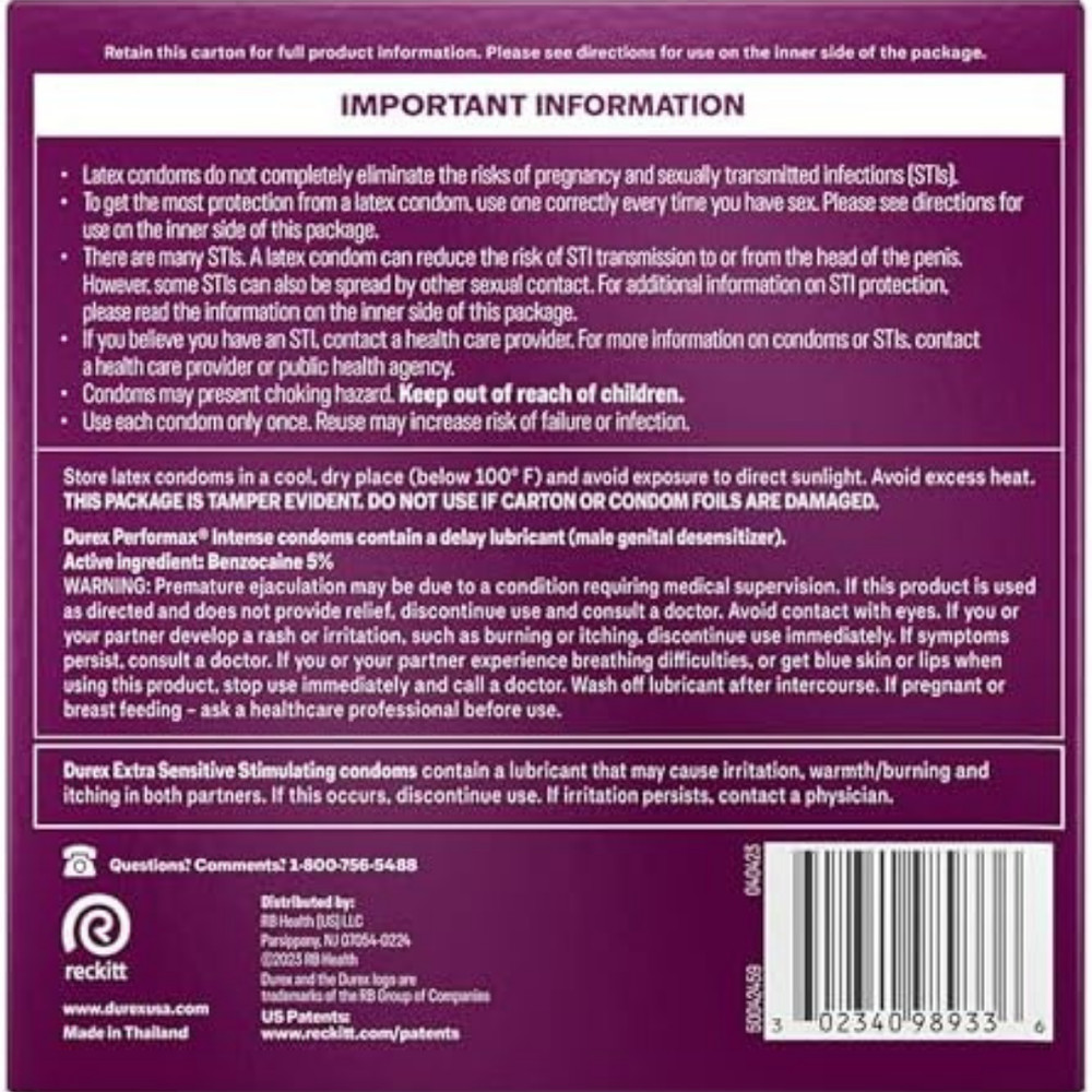 Durex Pleasure Pack Assorted Condoms 42 Count Lubricated Regular Fit
