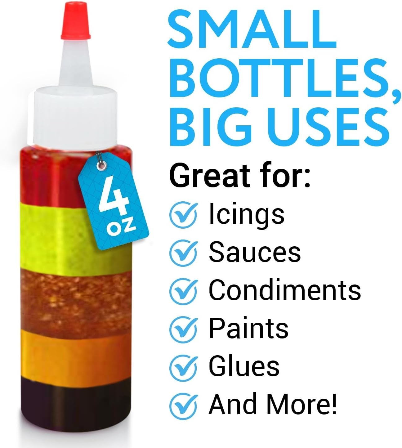 Plastic Squeeze Bottles - 4 Oz, Pack of 8, Clear - Mini Squeeze Bottles for S...