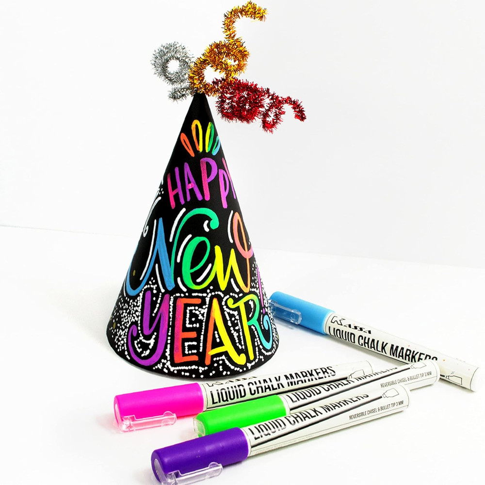 10-Pack Neon Multicolor Chalk Markers | Includes Reversible Bullet & Chisel Tips