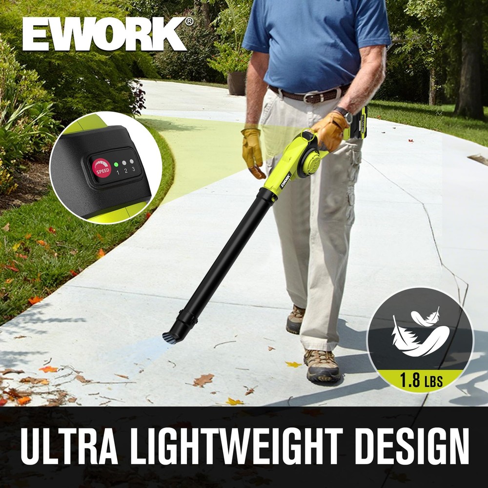 EWORK Small Leaf Blower Cordless 21V Mini Leaf Blower 200 MPH with Battery an...