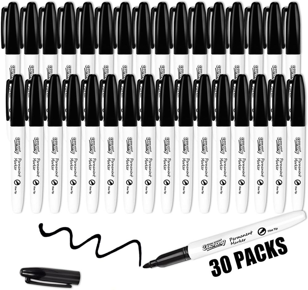 Black Permanent Markers, 30 Count Permanent Markers Bulk, Quick Drying Marker, W