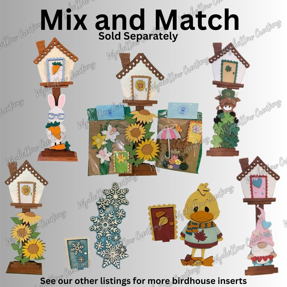 Springtime Flowers Interchangeable Birdhouse Insert