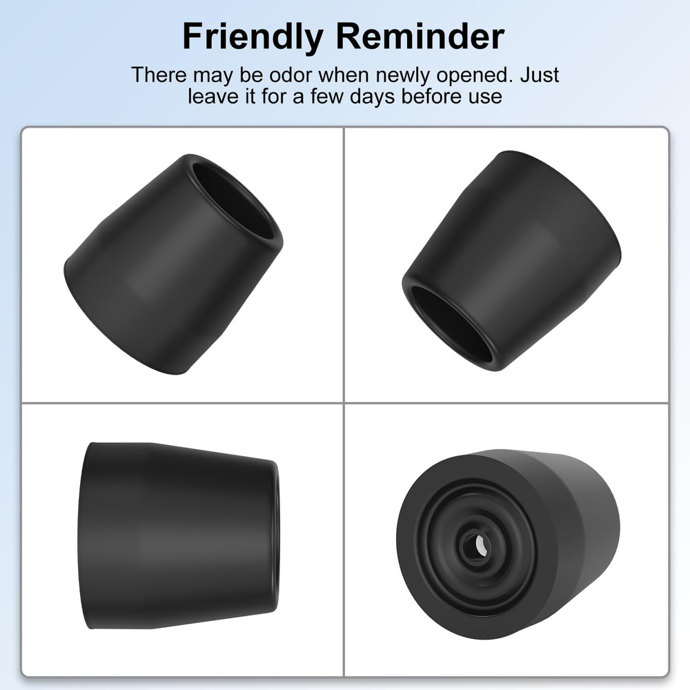Walker Tips (4-Pack), 1 Inch Heavy Duty Rubber Tips for Walker, Commode, Shower