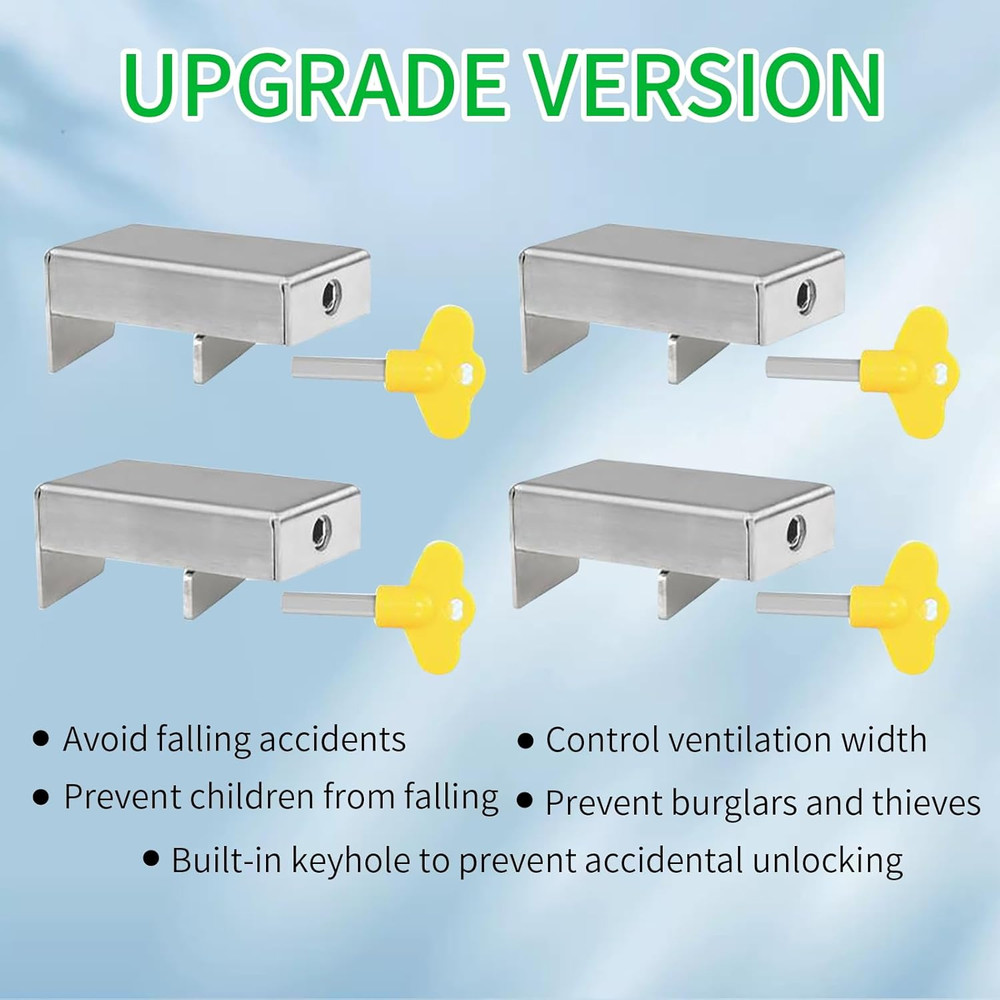 4 Sets Sliding Window Locks, 0.66'' to 1.65'' Adjustable Width Sliding Security