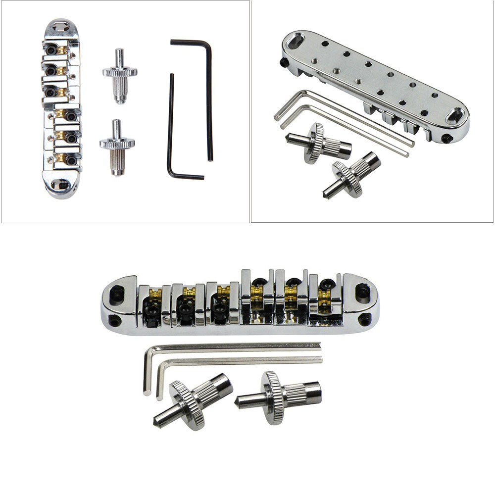 Chrome Guitar Roller Saddle Tune-O-Matic Bridge for Les Paul SG Threaded Posts