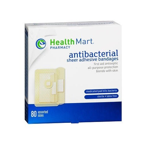 80 ea. assorted sizes Antibacterial Sheer adhesive Bandages