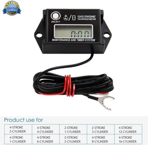 Tachometer Tiny Tach/Hour Meter for 2 Stroke & 4 Stroke Small Engine motorcycle