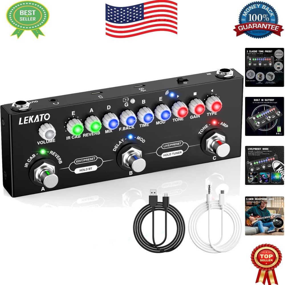 Multi Effects Guitar Pedal: 9 AMP Models, USB & Bluetooth Recording Support