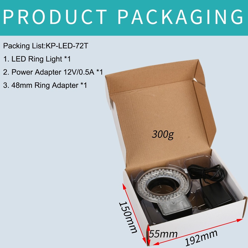 KOPPACE Microscope LED Ring Light - 61mm Adjustable, 72 Bead Light Source