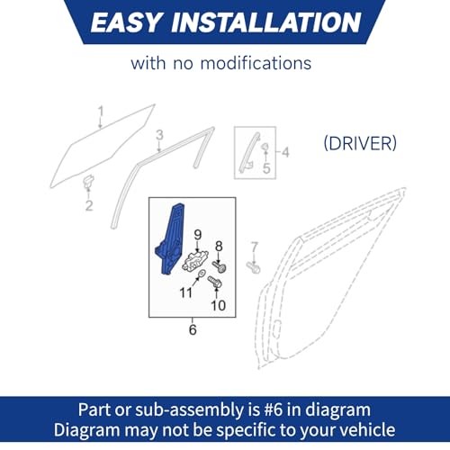 824012V010 Power Window Regulator Replacement for Veloster 2012-2017 - Front