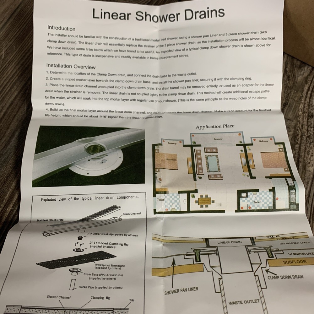 12 Inch Shower Linear Black Matte Drain Rectangular Floor Drain with Accessories