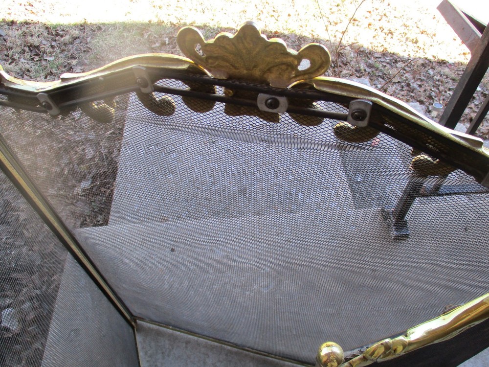 vintage 3 panel fireplace screen brass 32t"x50"w