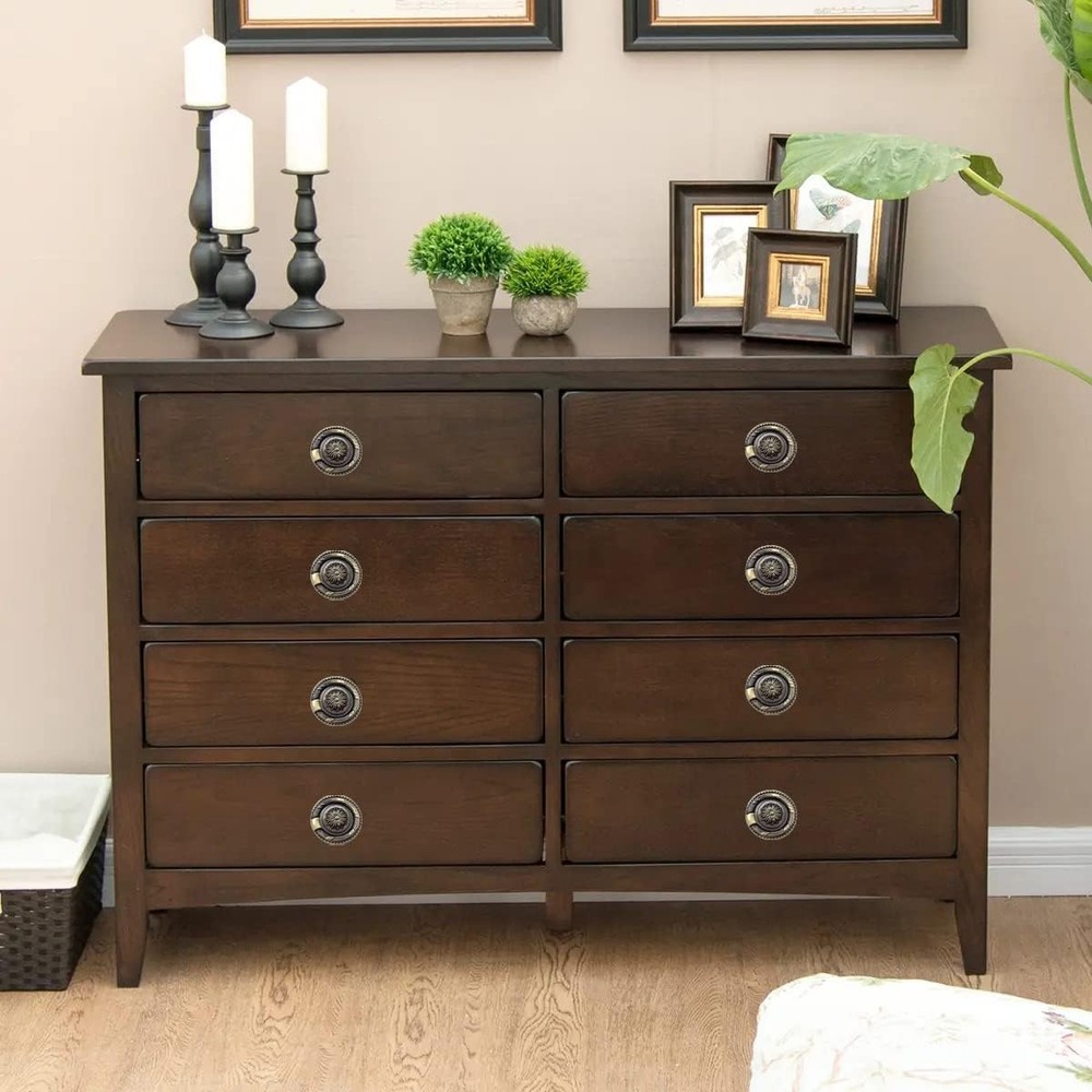 6 Pack Antique Bronze Drawer Pulls 1.77" Round Ring Handles Cabinet Knobs