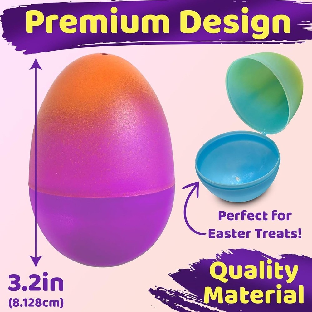 stargo 32 Pack - Plastic Easter Eggs Empty 3.2” Large Plastic Eggs Fillable fo