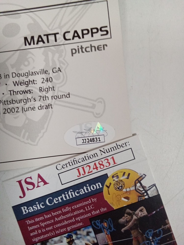 Matt Capps Signed Oversized Trading Card JSA - ** #
