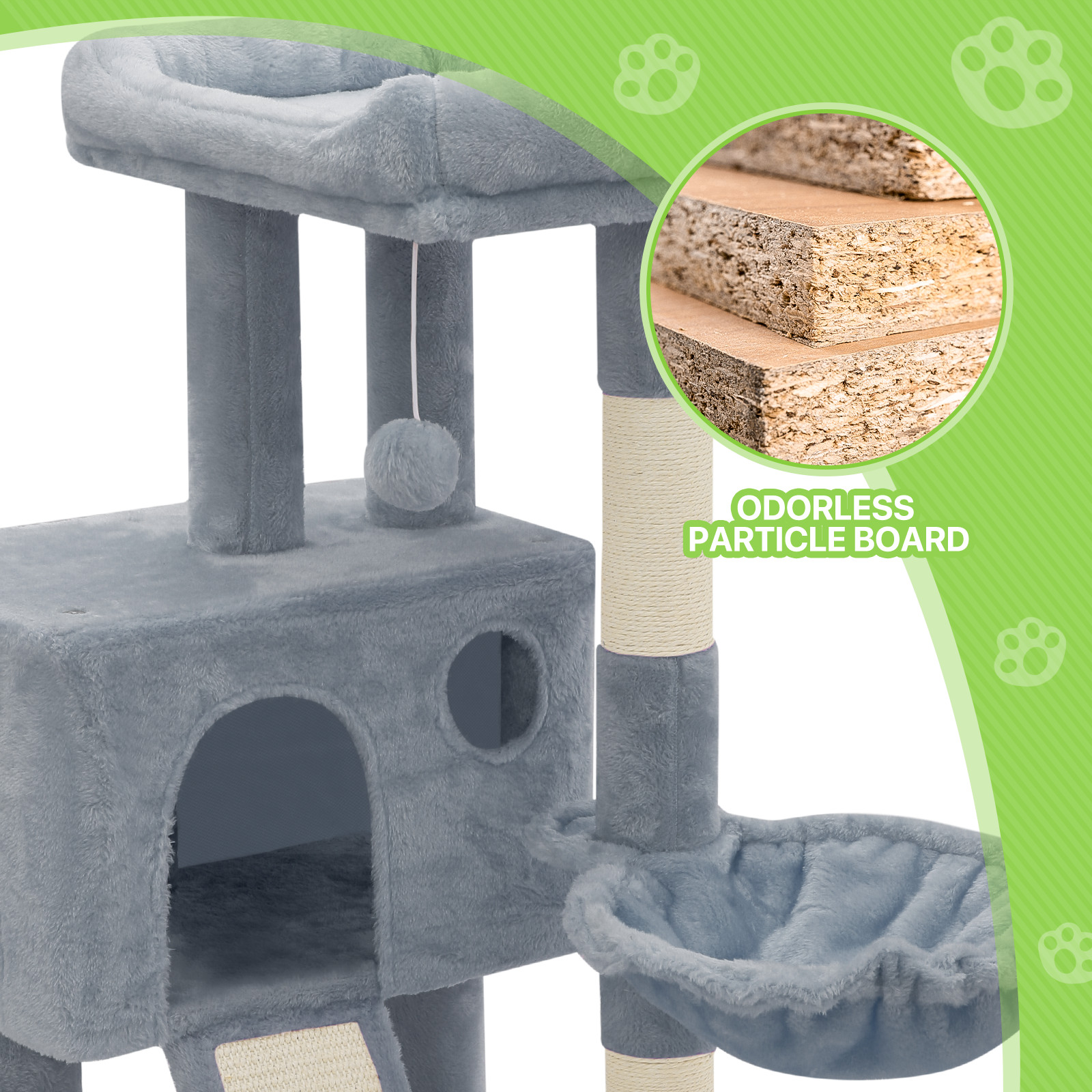 Cat Tree Kitten Playing Condo House Activity Center Light Gray/ Pink/Smoky Gray
