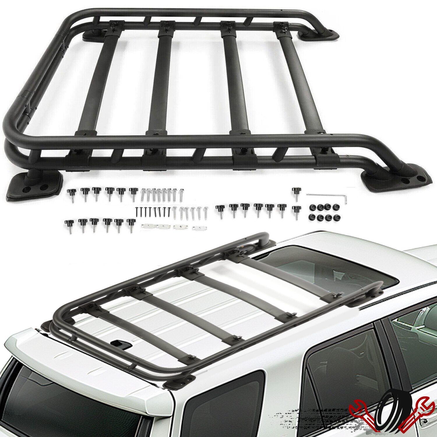 Black Adjustable Roof Rack Cargo Basket w/Bolts For Toyota 4Runner 2010-2024 23