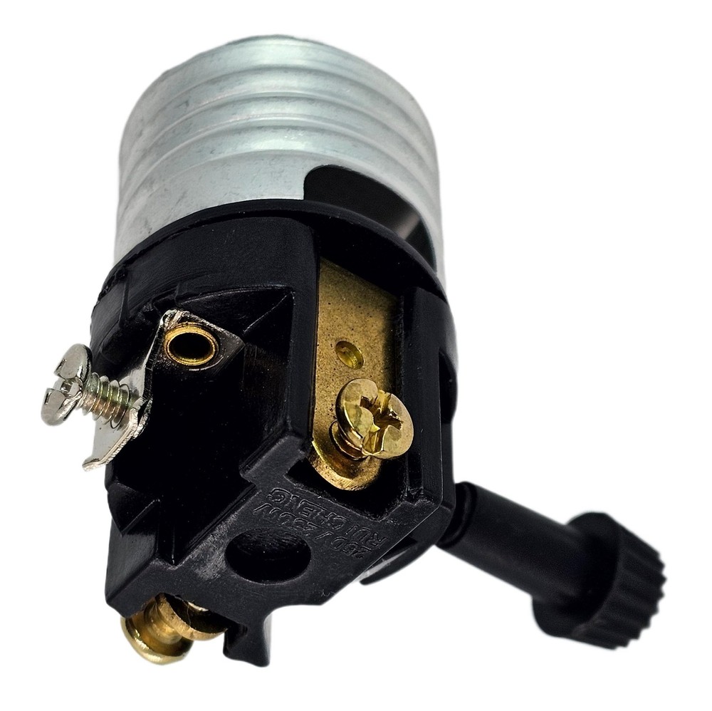 3-Terminal E26 Medium Base Socket Interior with Turn Knob Socket + Insulator