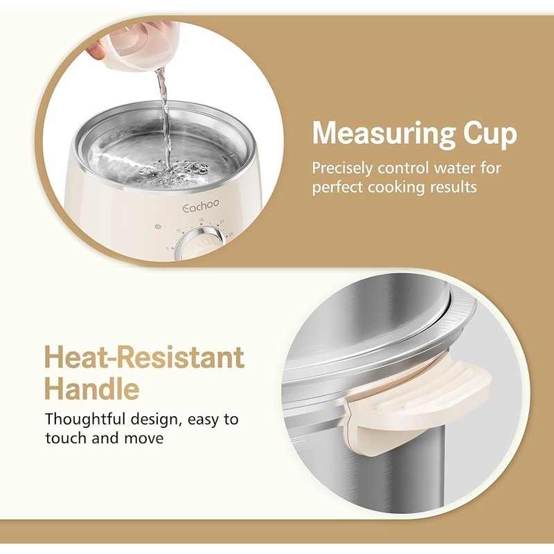 Dual Tier Egg Cooker Hard Boiled Steamer Timer Efficient Heating Dishwasher Safe