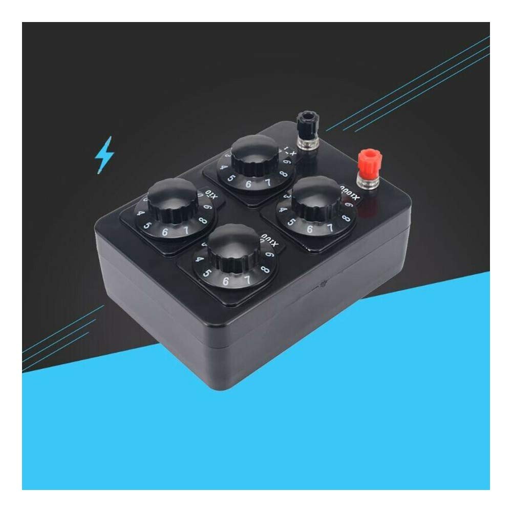 Acxico 1Pcs 0-9999 Ohm Simple Resistance Box Precision Variable Black