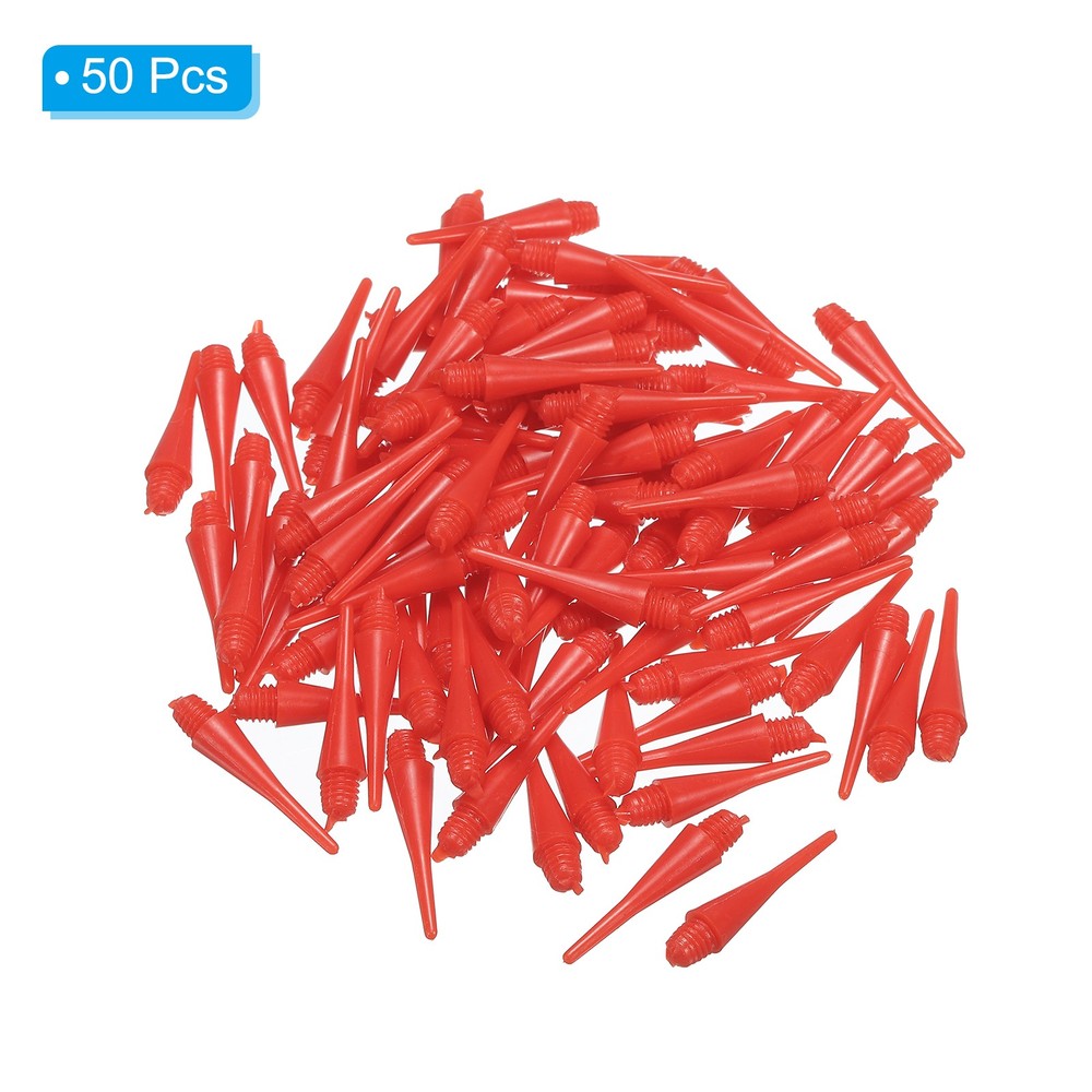 Plastic Dart Tips, 50 Pack 2BA Thread Soft Dart Tips, Red