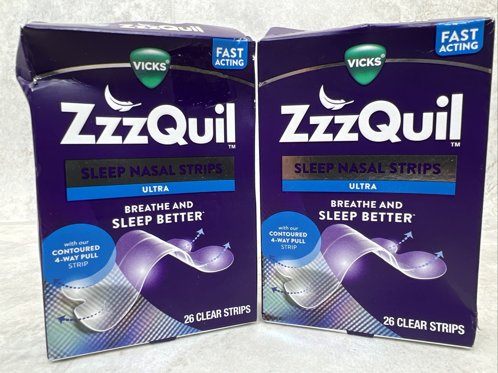 2 Boxes! ZzzQuil Ultra Sleep Nasal Breathe Strips 26ct Ea = 52 Total- Brand New