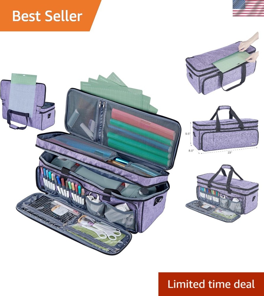 Stylish Purple Cricut Carrying Case with Multi Pockets for Tools & Accessories
