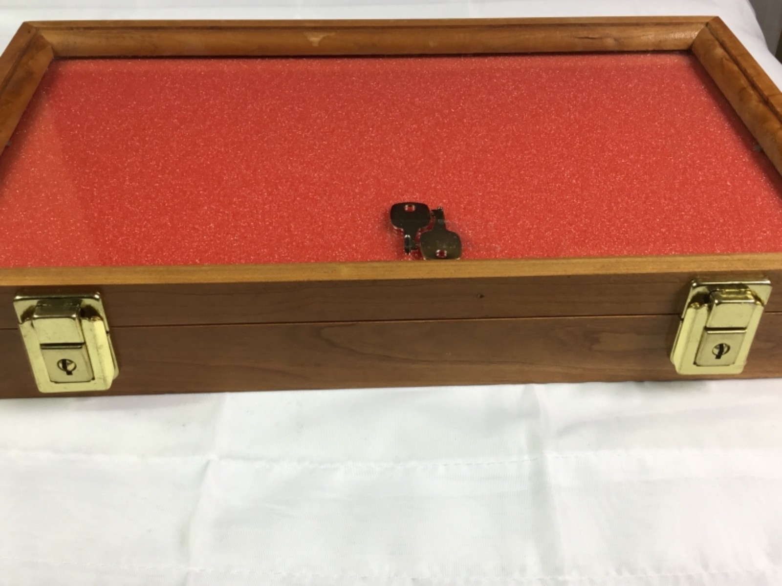 Cherry Wood Display Case 9 1/4 x 15 3/4 x 2 for Arrowheads Knives Coins & More