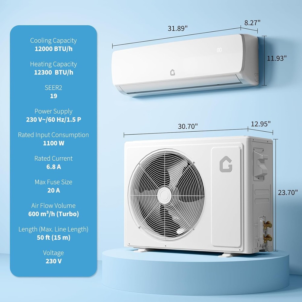 🔵12000 BTU Ductless Mini Split Air Conditioner Heating & Cooling Systems 19 SEE