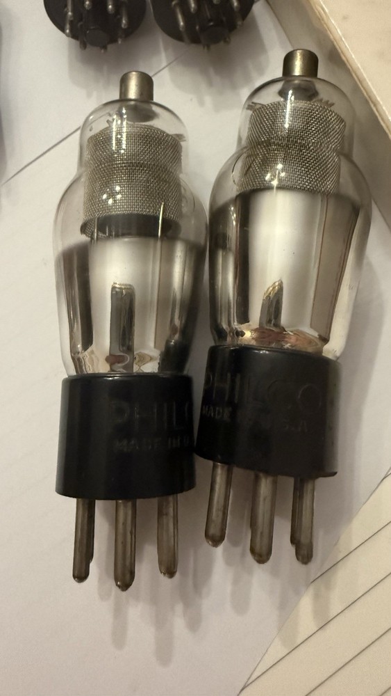 Matched Pair 78 ST Bottle Globe MESH Screen Audio Tubes Philco Engraved