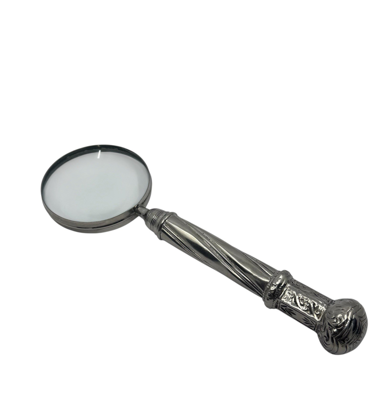 Large Antique Victorian Edwardian Silver Plated Magnifying Glass 12” Long