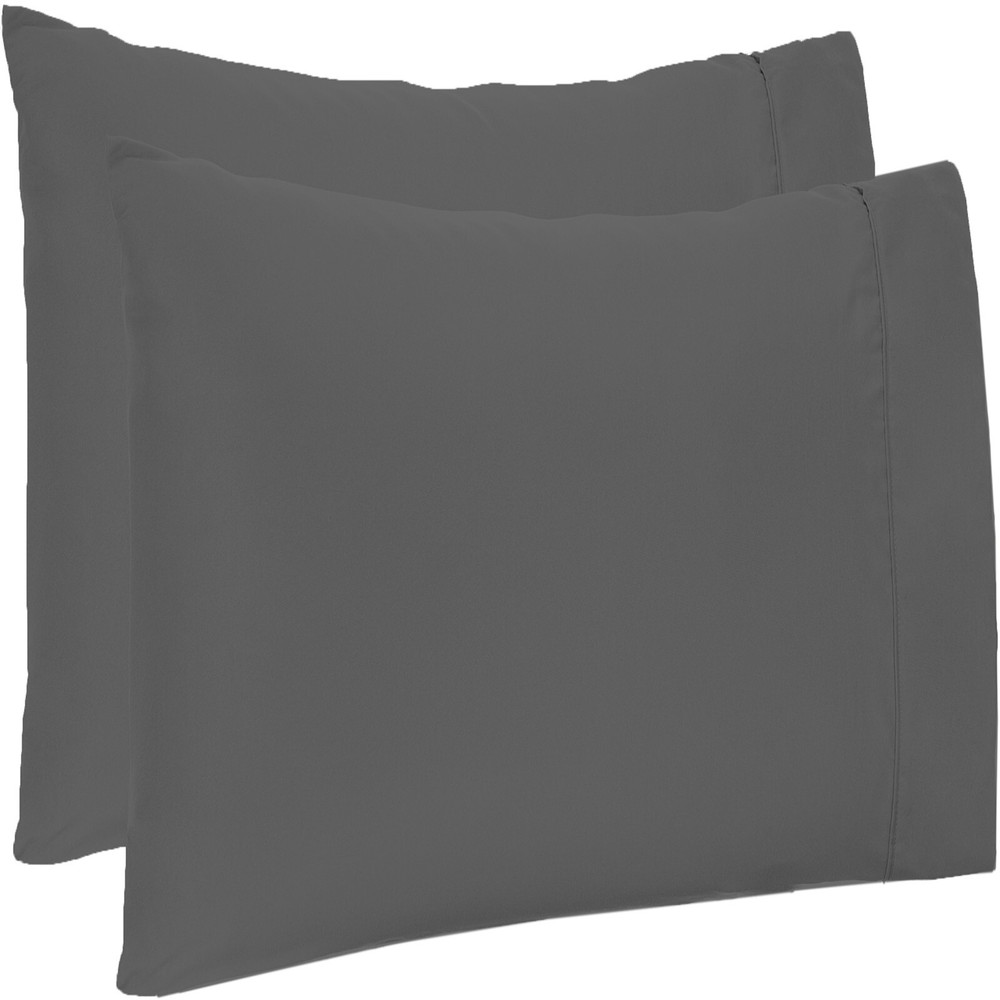 4 PCs Pillow Case Set 1000 TC Egyptian Cotton Gray Solid Queen Size