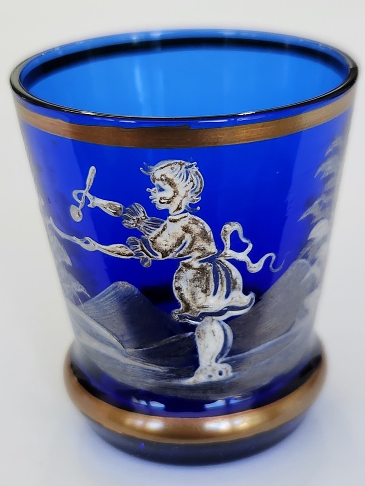 Vintage Toothpick Holder Mary Gregory Cobalt Blue